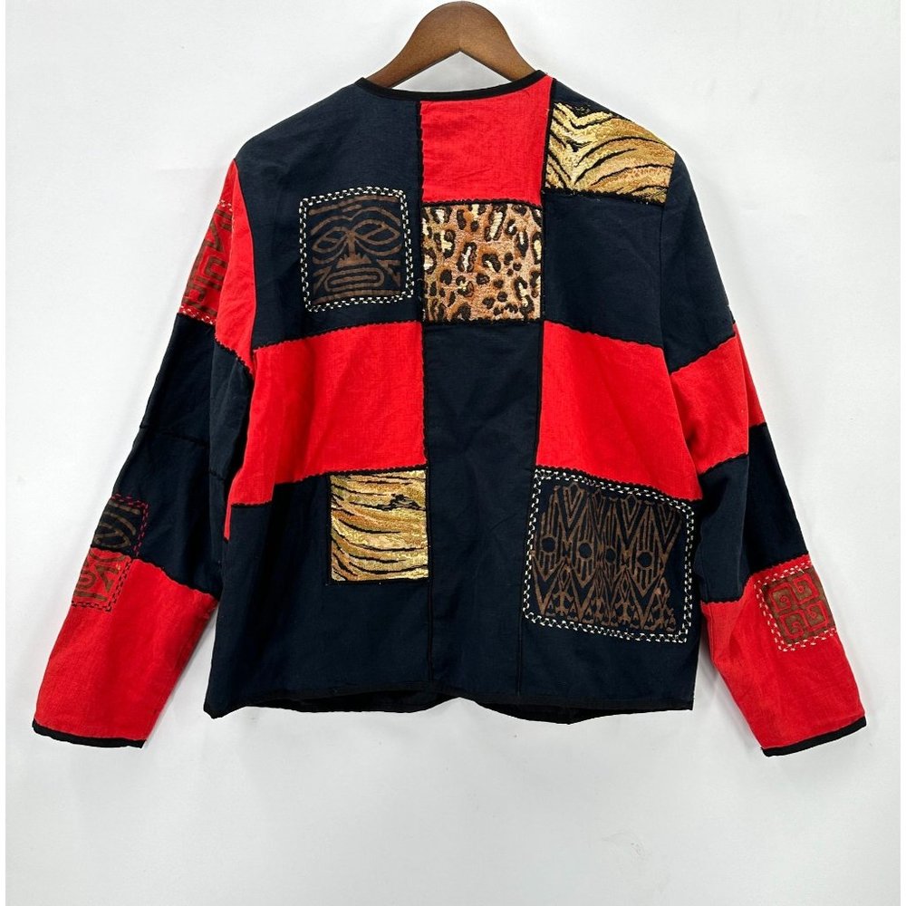 Allure Jacket Womens Button Down Patch Work Color… - image 2